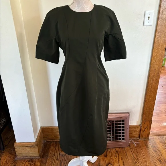 COS Women's Green Puff Sleeve Knee Length Dress Size 38 - Picture 5 of 5